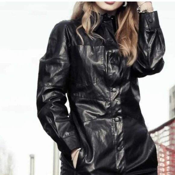 Zara Bloggers Favorite Faux Leather Long Sleeve Mini Dress Sz S Black NWOT - Picture 10 of 15